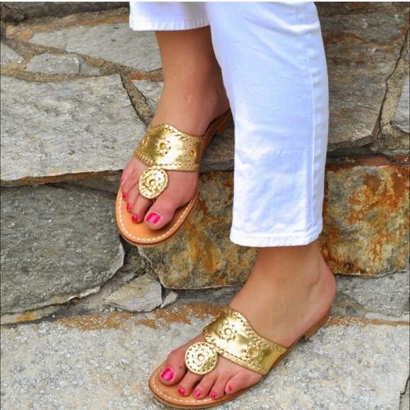 Jack Rogers Hamptons Navajo Women's Sandals Gold New With Box! Jack Rogers Hamptons Navajo Women's Sandals Gold New With Box!
